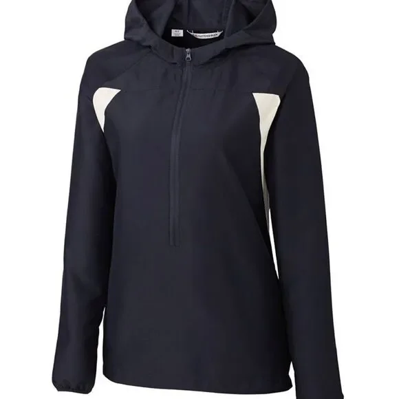 Cutter & Buck Women's MEDIUM WindTec Packable Navy Blue Golf 1/2 Zip Pullover