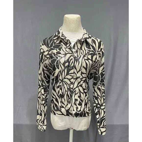 ELEMENTZ‎ button-up jacket sz PM modern bold artsy chic