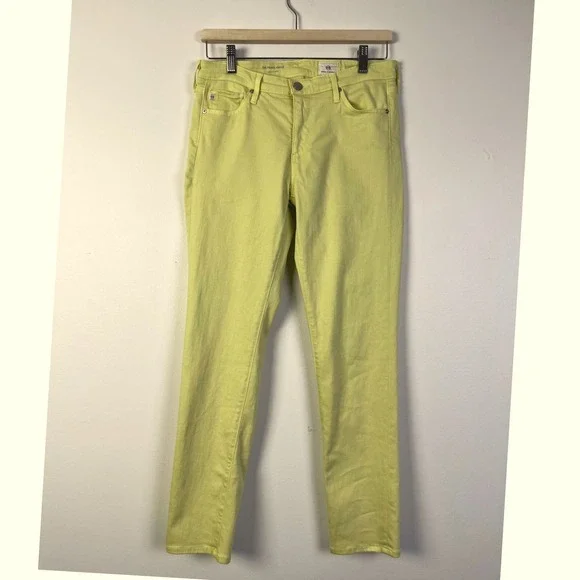 AG Prima Ankle Skinny Leg Jeans Chartreuse Yellow‎ Denim Pants Size 29