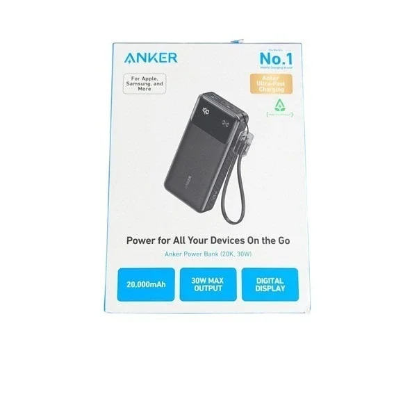 Pp5U Anker 20k mAh Power Bank 30W Digital Display Portable Charger Black‎ Read⬇️