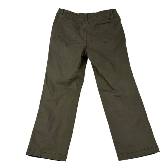 1822 Denim Womens Olive Green Utility Straight Leg Patch Pocket Pants Size 10
