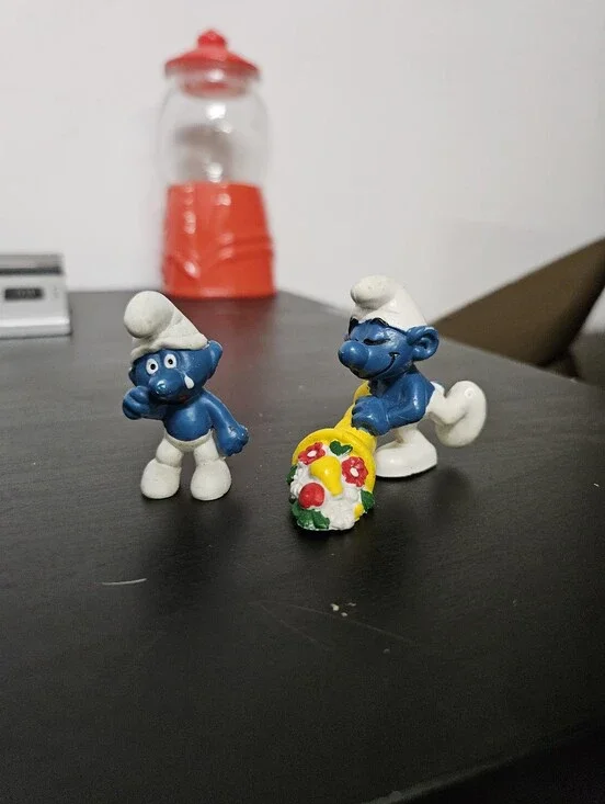 Smurfs Peyo Action Figure Lot 70's Vintage  crying smurf and cornucopia smurf