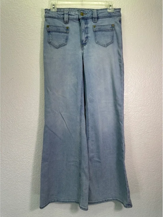 Women’s Sz 0 American Eagle Low Rise Baggy Stretch Light Wash Wide Leg Flare