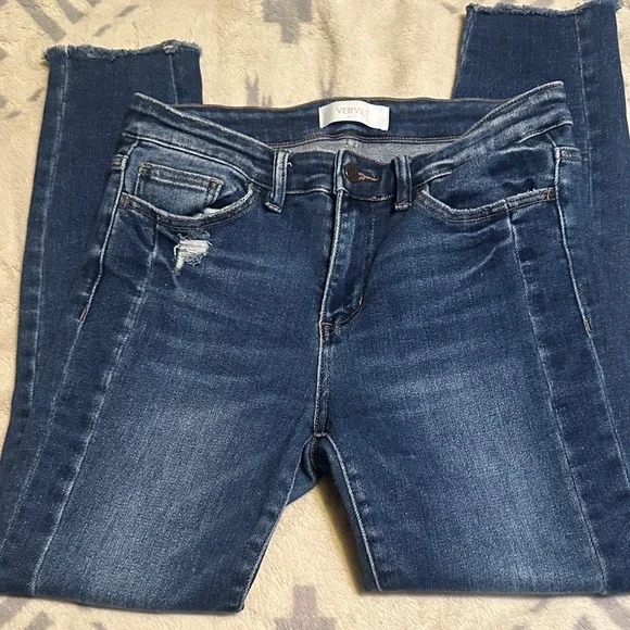 A181.   Verve Women's Distressed Blue Skinny Jeans