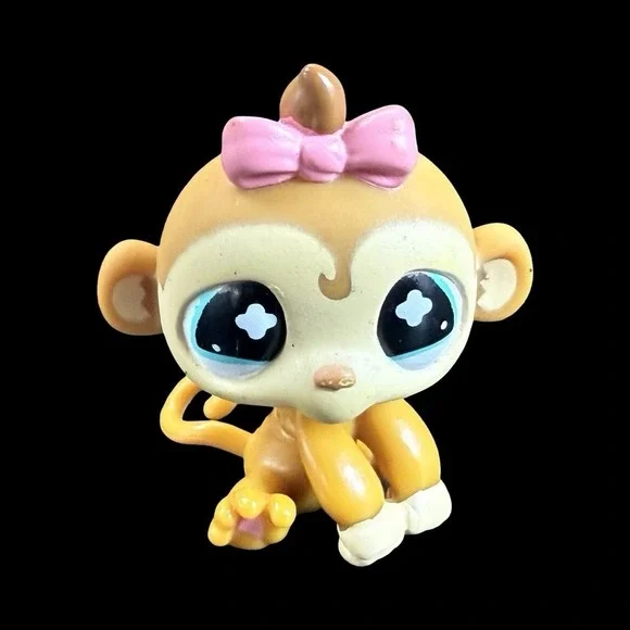 Hasbro Littlest Pet Shop Monkey #811 Pink Bow Baby LPS 2009 RARE