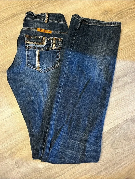 Cowgirl Tuff Dark Blue Boot Cut Jeans with Embellished Pocket