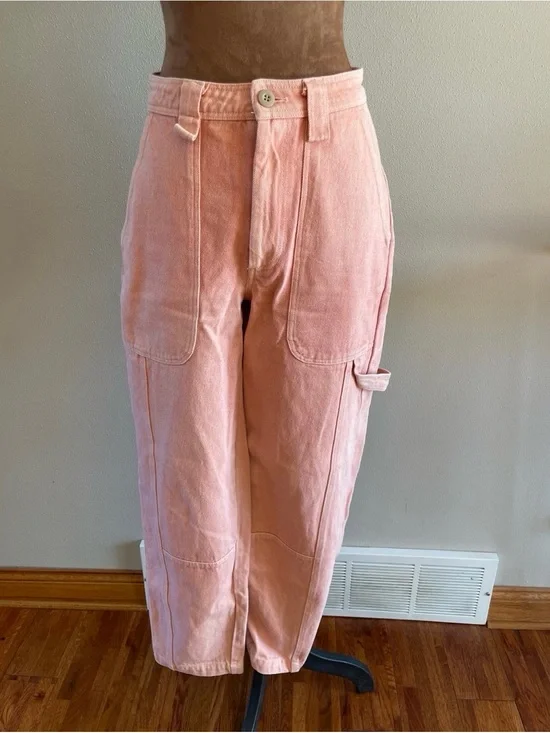 Alex Mill Phoebe upcycled denim pant in pink.