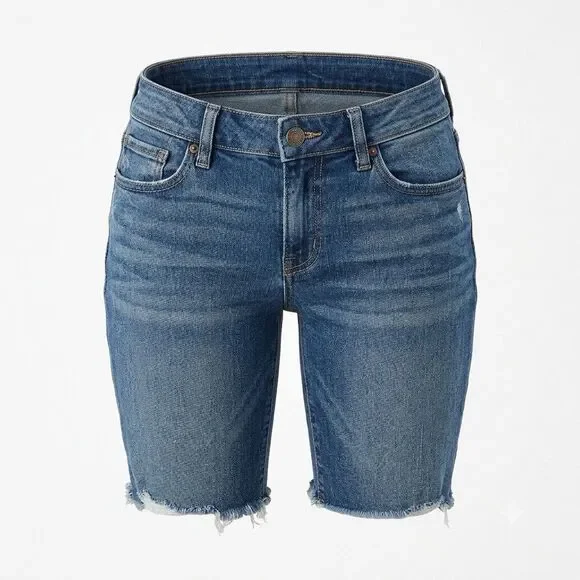 American Eagle Women's Slim Boot Raw Hem Denim Shorts Size 8