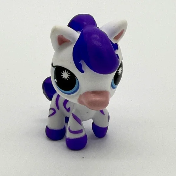Hasbro LPS Littlest Pet Shop Zebra White Purple G7 #249 Stylin Stripes