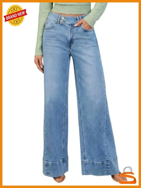 High Waisted Wide Leg Stretchy Baggy Denim Jeans