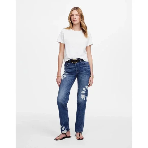 Madewell High Rise Straight‎ Leg Jeans Womens 25x30 Blue Tie Dye Wash NWT
