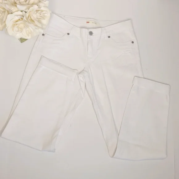 Levi Strauss BOYFRIEND Distressed White Crop Jeans size 16 Reg Adjustabl…