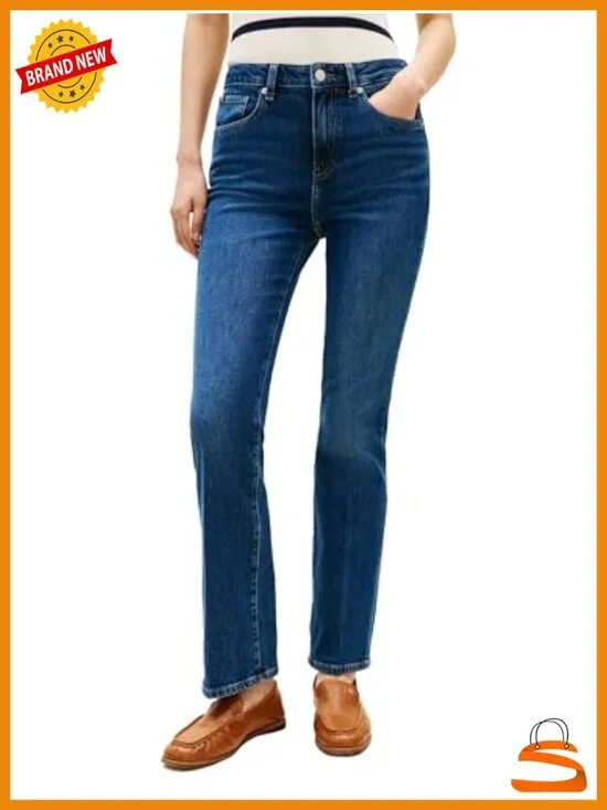 Mid Rise Bootcut Jeans with Stretch Cotton Blend