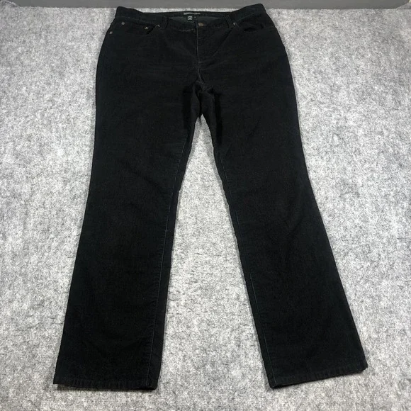 Lauren Jeans Co Corduroy Pants Womens 12 Black Straight Stretch Classic Casual