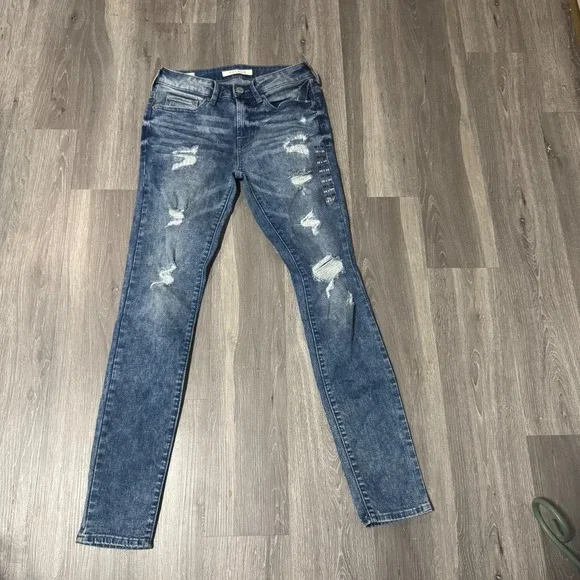 PacSun Stacked Skinny Jeans Mens 28x30 Distressed Ripped Dark Wash Stretch