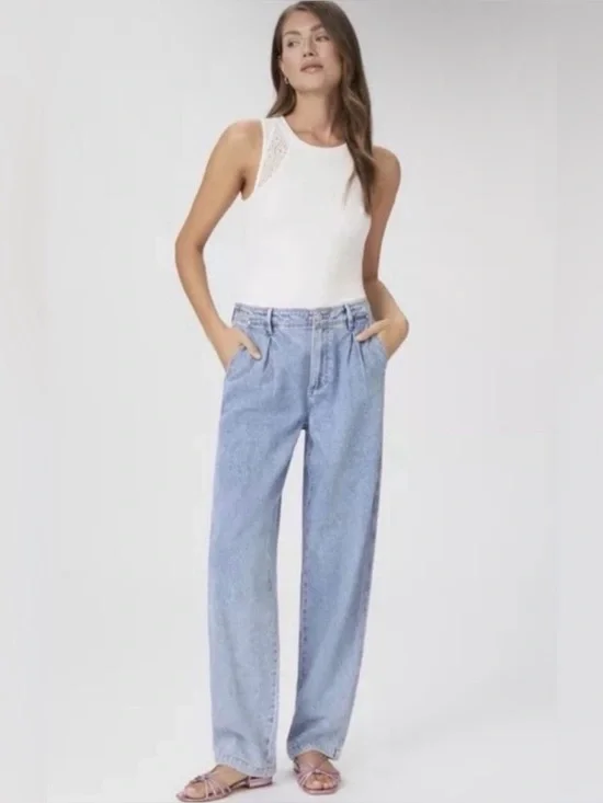 NWT PAIGE Bella Pleat Trouser Pants Size 28