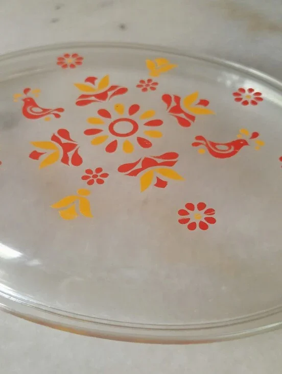 Vintage PYREX Friendship (Red Bird Friendship Birds) Oval Casserole Lid 945 C11