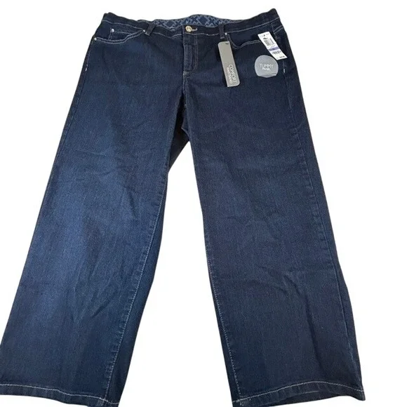 NWT JM Collection Comfort Waistband Tummy Control Stretch Jeans 18 $49 Wide Leg