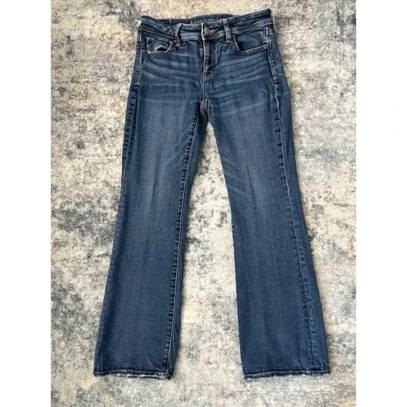 Women's American Eagle Kick Boot Blue‎ Jeans - Y2K Size 4 Short Super Stretch