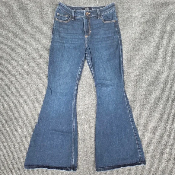 Hollister High Rise Flare Jeans Dark Wash Soft Stretch 8S W29S 261012