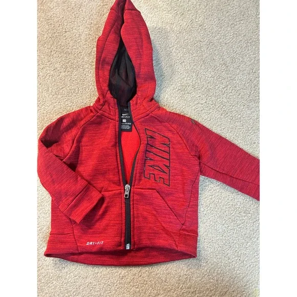 Nike‎ Kids Dri-Fit Full Zip Hoodie Red 12M Athletic ThermaFit