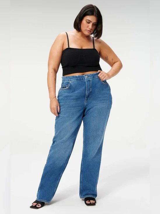 Good American Good '90s Relaxed Jeans distressed no gap waist Size 16