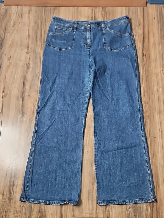 Jones New York Classic Women's Wide-Leg Jeans in Dark Blue Stretch 16