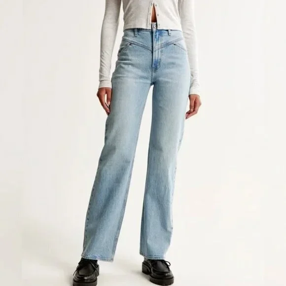 Abercrombie & Fitch Jeans High Rise 90s Relaxed Front Yoke Wide Leg sz 36