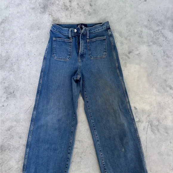 GAP Women's Cropped Ankle Blue Wide-Leg Jeans