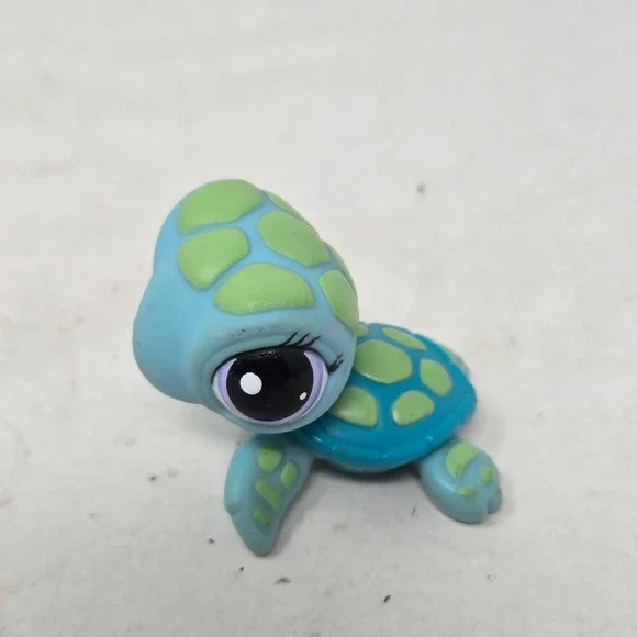 Littlest Pet Shop Turtle Teal Blue Green Shell Purple Eyes‎ Hasbro LPS 1325