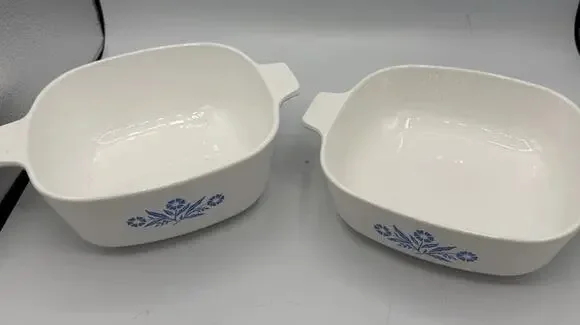CorningWare Blue Cornflower 1 Qt & 1.5 Qt Casserole Dishes No Lids Set 2