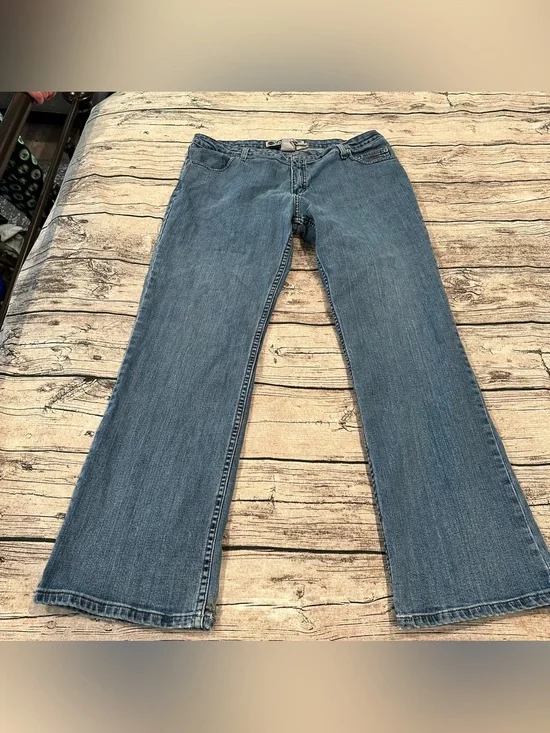 Harley Davidson Classic Women's Medium Wash Blue Bootcut Jeans Size 16