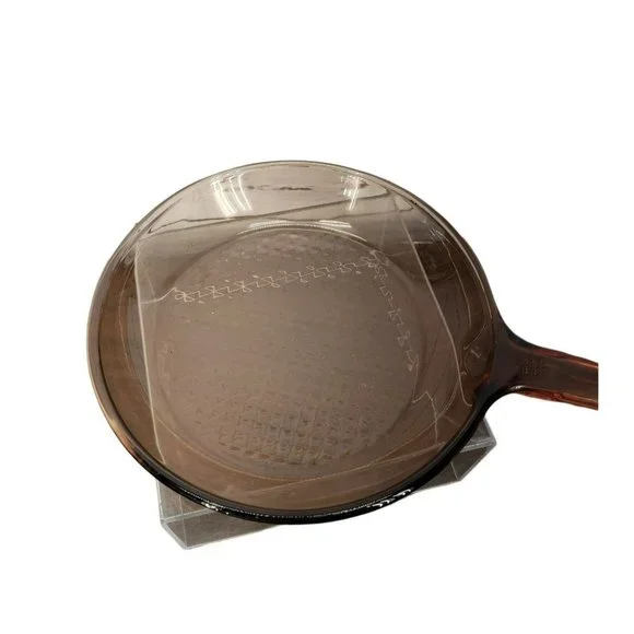 Corning Ware Vision 7 Inch Waffle Bottom Frying‎ Pan Skillet Amber Glass France