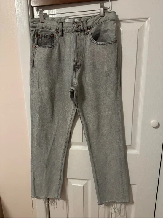 MNG Denim Havana Straight Leg Jeans – Women’s US 4 – Light Gray Acid Wash – Raw