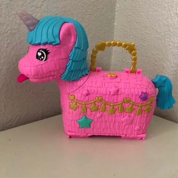 Polly Pocket Pinata Unicorn Party Play Set Carry Case Toy Pink Partilandia