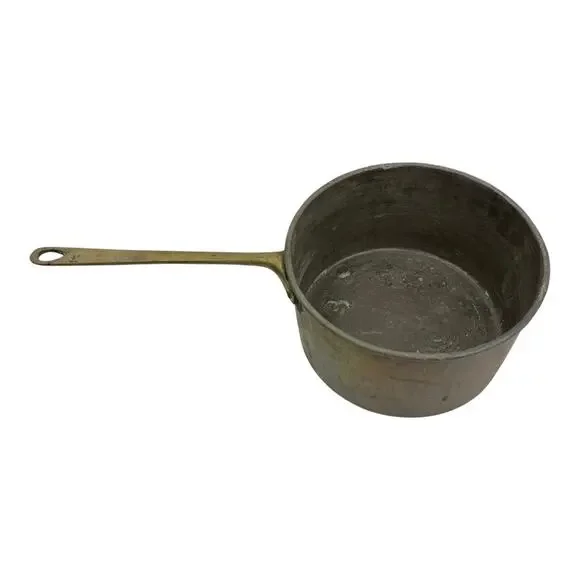 Antique/ Vintage Copper Saucepan with Brass Handle Tin Lined, Hand‎ Riveted