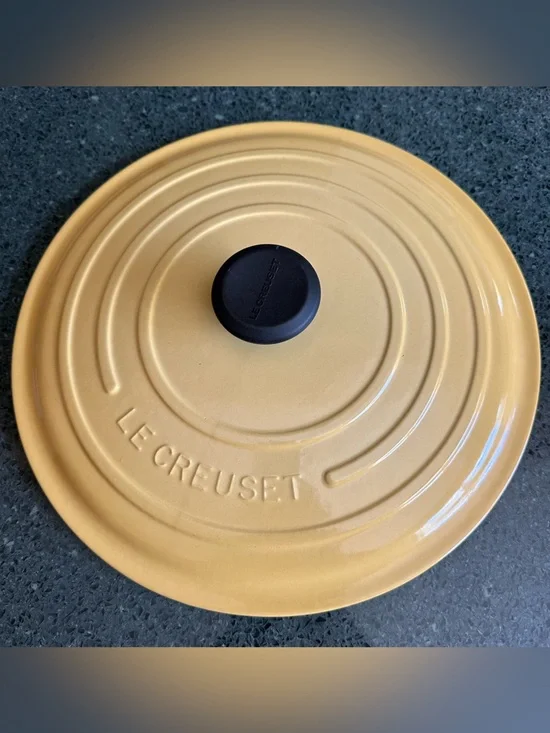 Le Creuset Marigold Yellow Round LID ONLY #30 Cast Iron Dutch Oven 12 1/2