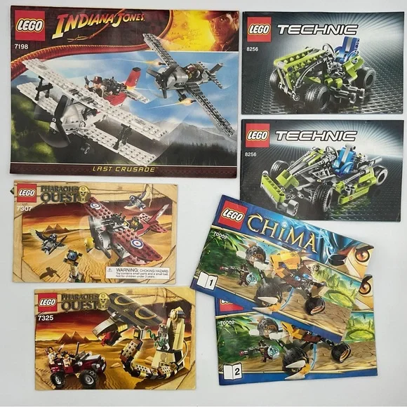 Lot x7 Lego Instruction Manual Books Indiana Jones Pharaohs Quest Chima Technic
