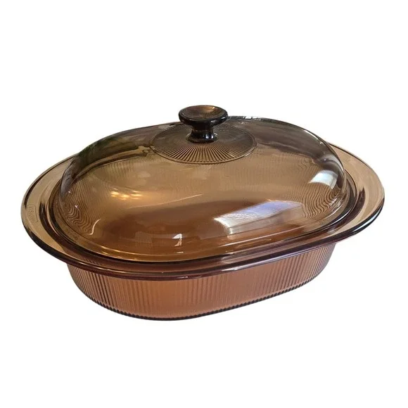 Vision‎ Corning Amber Glass Covered Casserole Dish w Lid V24C