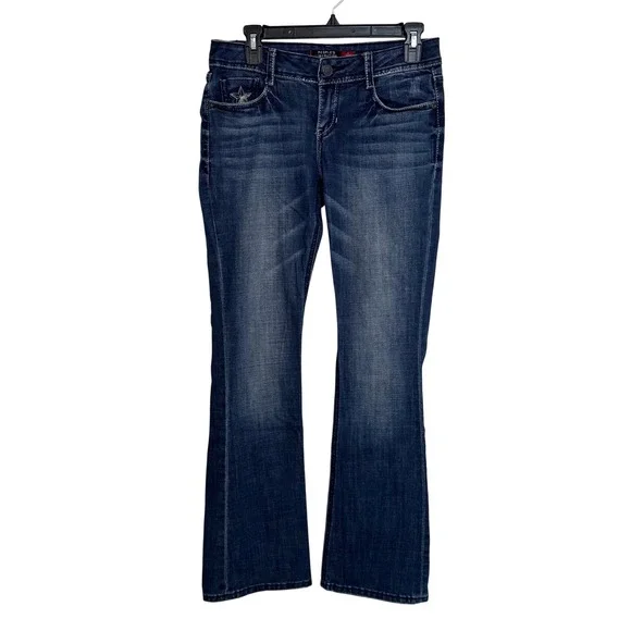 Peoples Liberation Women's Star Sequin Bootcut Jeans Western Dark Wash Size 27