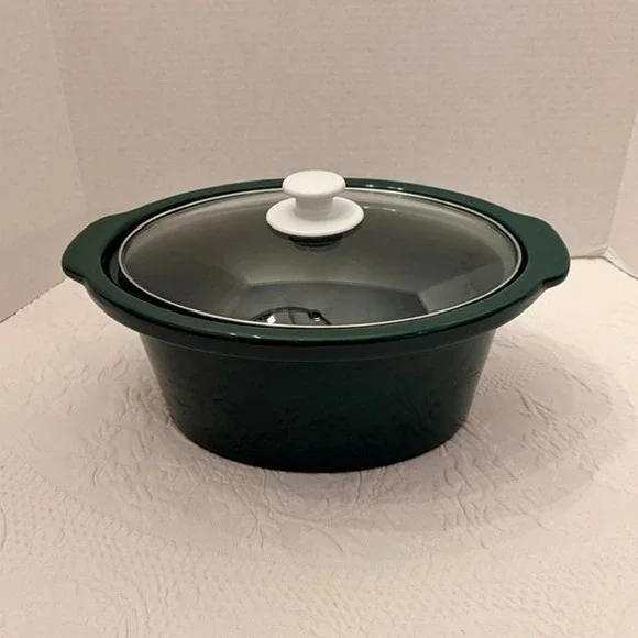 Oval Replacement Crock Insert & Glass Lid 4 Qt Slow Cooker Hunter Green NO BASE
