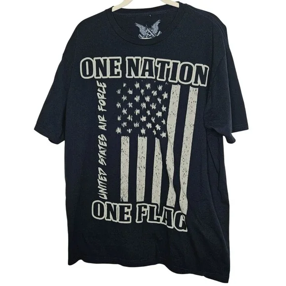 APPRIME Courage Above All Navy Blue Graphic USA‎ Flag Patriotic T-Shirt 2XL