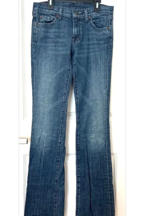 7 For All Mankind Women’s Bootcut Jeans Size 27 Regular Blue Solid Denim