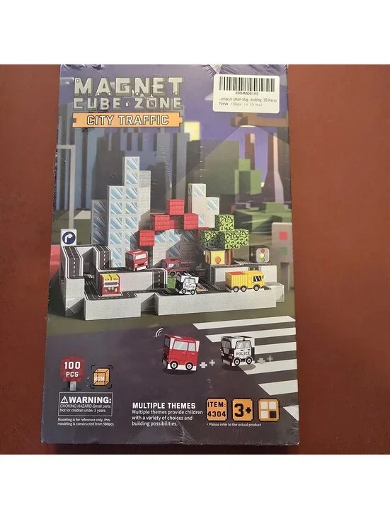Magnetic Building Cubes City Traffic Set 100 Pcs., New