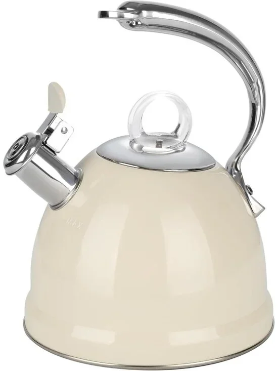 2.5 Qt Stainless Steel Whistling Tea Kettle for Gas, Electric Induction White