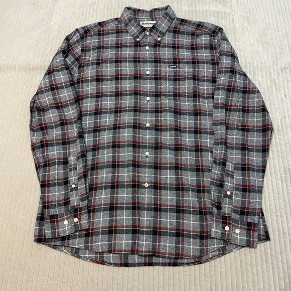 Barbour Shirt Mens Large Plaid Tailored Fit Long Sleeve Button Down Casual