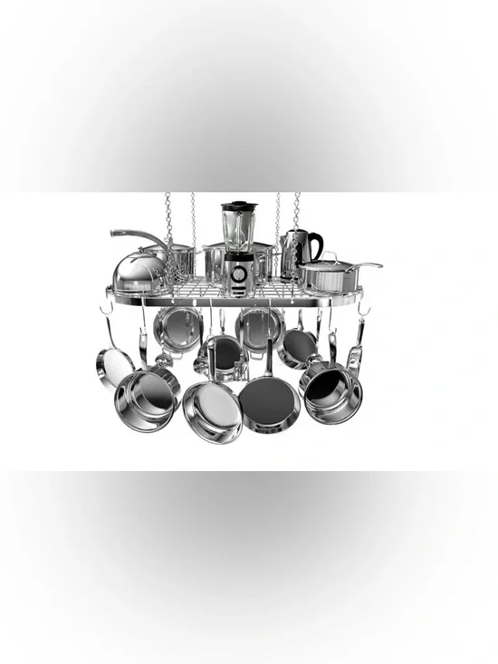 Hanging Pot Rack - Ceiling Mount Kitchen Organizer for Pots