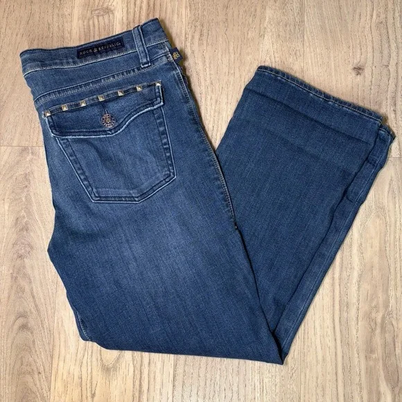 Rock & Republic Kendall Women Size‎ 14 Blue Jeans Stretchy Mid Rise Straight Leg