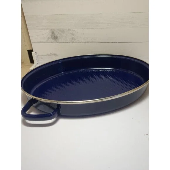 Vintage Chantal Cobalt Blue Shallow Roasting Pan No Lid