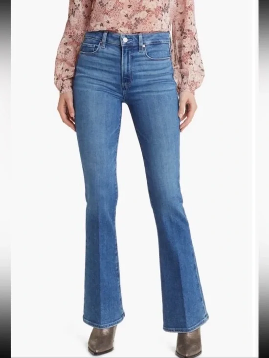 EUC PAIGE High Rise Laurel Canyon 32” Bootcut Jeans in Haze Size 24